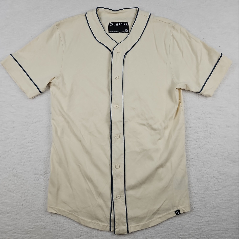 Vintage Zumiez Empyre Baseball Jersey Shirt White w/ Blue Trim Sz M Classic